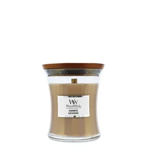 WoodWick Malé sklo/Cashmere vonná sviečka s dreveným knôtom 85 g