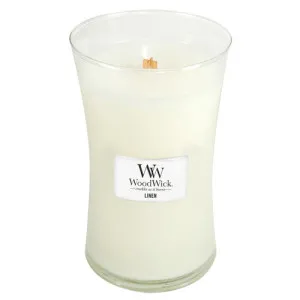 WoodWick Linen voňavá sviečka s dreveným knôtom 609,5 g