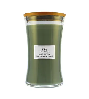WoodWick Mint Leaves & Oak vonná sviečka s dreveným knôtom pre mužov