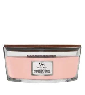 WoodWick Pressed Blooms & Patchouli vonná sviečka s dreveným knôtom 453,6 g
