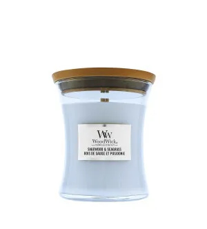 WoodWick Sagewood & Seagrass vonná sviečka s dreveným knôtom 275 g