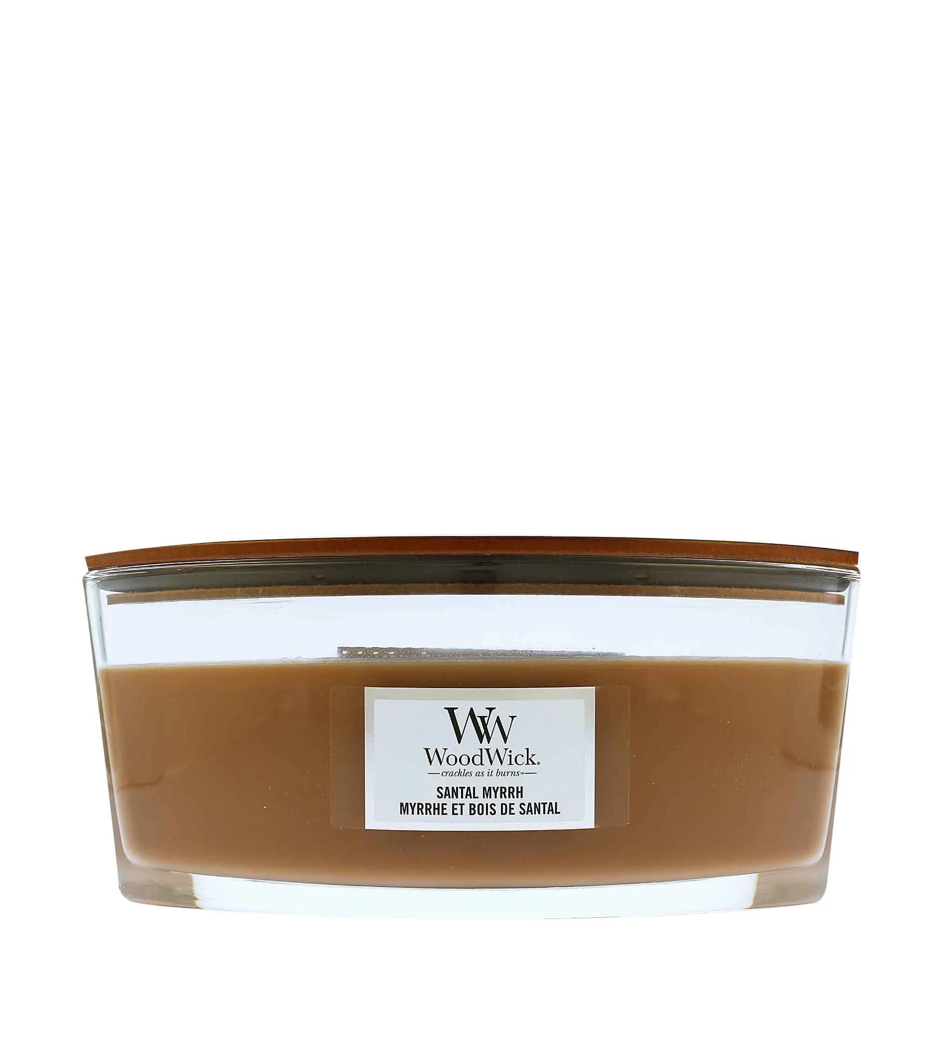WoodWick Santal Myrrh vonná sviečka s dreveným knôtom pre mužov