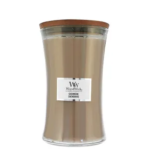 WoodWick Sklo veľké/Cashmere vonná sviečka s dreveným knôtom 609,5 g