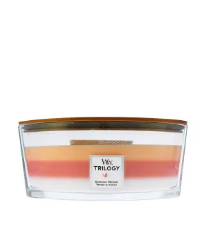 WoodWick Trilogy Blooming Orchard vonná sviečka s dreveným knôtom 453,6 g