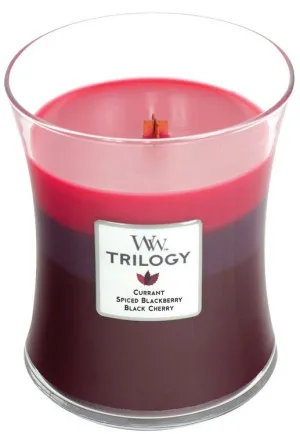 WoodWick Trilogy Sun Ripened Berries vonná sviečka s dreveným knôtom pre ženy