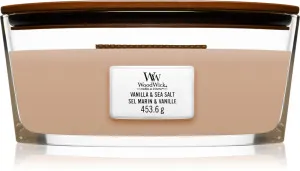 WoodWick Vanilla & Sea Salt vonná sviečka s dreveným knôtom 453,6 g