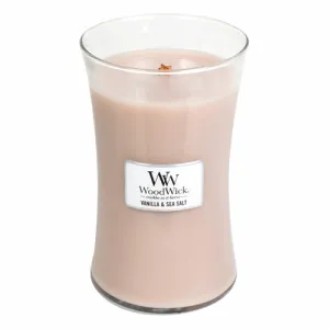 WoodWick Vanilla & Sea Salt vonná sviečka s dreveným knôtom 609,5 g