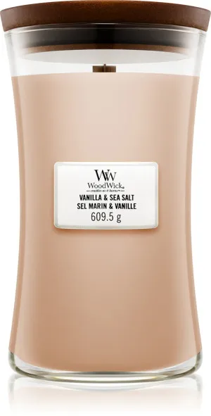 WoodWick Vanilla & Sea Salt vonná sviečka s dreveným knôtom 609,5 g