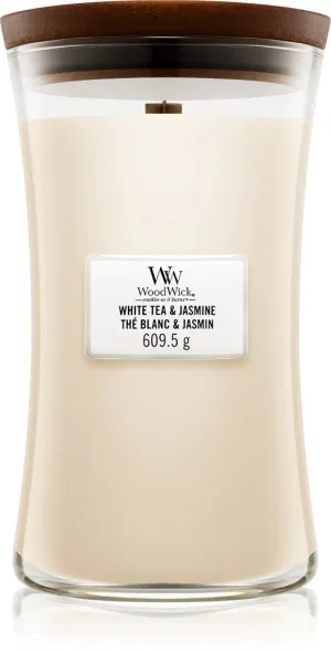 WoodWick White Tea & Jasmine vonná sviečka s dreveným knôtom 609,5 g