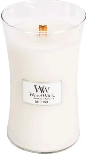 WoodWick White Teak vonná sviečka s dreveným knôtom 609,5 g