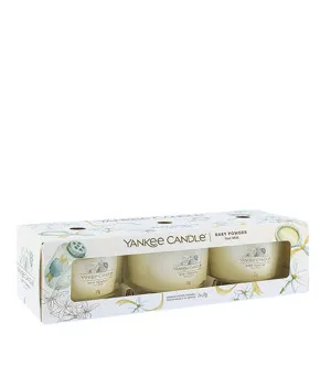 Yankee Candle Baby Powder votívna sviečka v skle 3 x 37 g