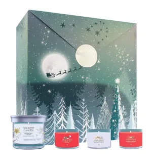 Yankee Candle Bright Lights darčeková sada signature tumbler malý 122 g + votívna sviečka v skle 3 x 37 g