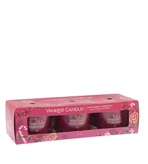 Yankee Candle Peppermint Pinwheels votívna sviečka v skle 3 x 37 g