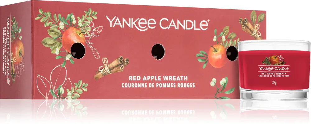 Red Apple Wreath votívna sviečka v skle 3 x 37 g 3x37 g