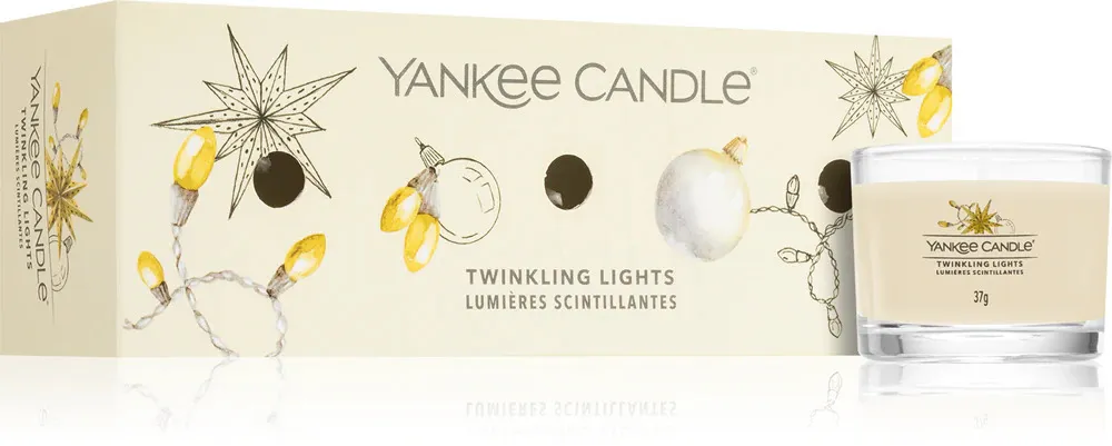 Twinkling Lights votívna sviečka v skle 3 x 37 g 3x37 g