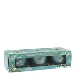 Yankee Candle Winter Night Stars votívna sviečka v skle 3 x 37 g