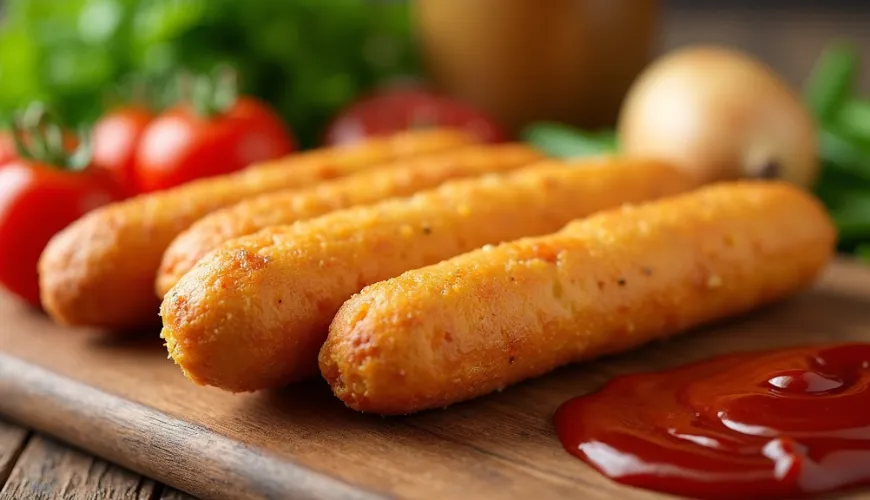 Corndog trendy jedlo na domácom stole pre oslavy a pikniky